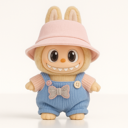 Knit Overall & Bucket Hat Set