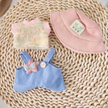 Knit Overall & Bucket Hat Set